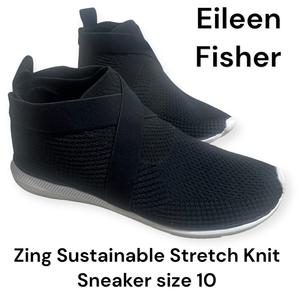 Eileen Fisher Zing Sustainable Stretch Knit Sneaker black size 10 - Picture 1 of 9